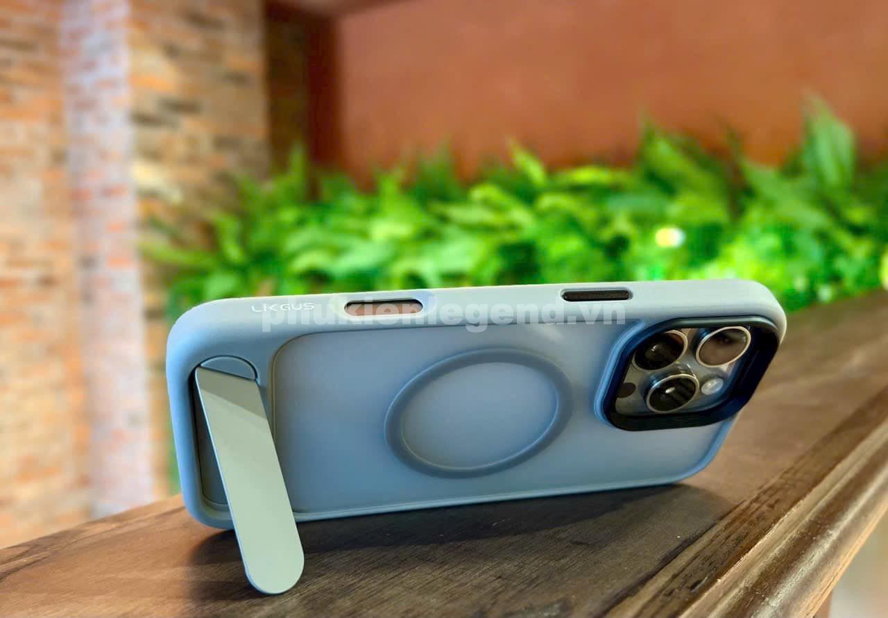 Ốp lưng cho iPhone 16 Pro hiệu Likgus VALOR hỗ trợ sạc từ , lưng nhám viền màu có giá đỡ kim loại , chống sốc chống va dập thời trang cao cấp - Hàng chính hãng