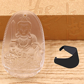 [Tuổi Mão] Mặt Dây Chuyền Phật Văn Thù Bồ Tát Đá Pha Lê Trắng Size Nhỏ 3.6cm & Size Lớn 5cm - Tặng Kèm Móc Inox - Phong Thủy 868 - May Mắn - Bình An