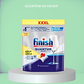 Viên rửa bát Finish Quantum Max Túi 60 viên, Hương Chanh - Chính Hãng.