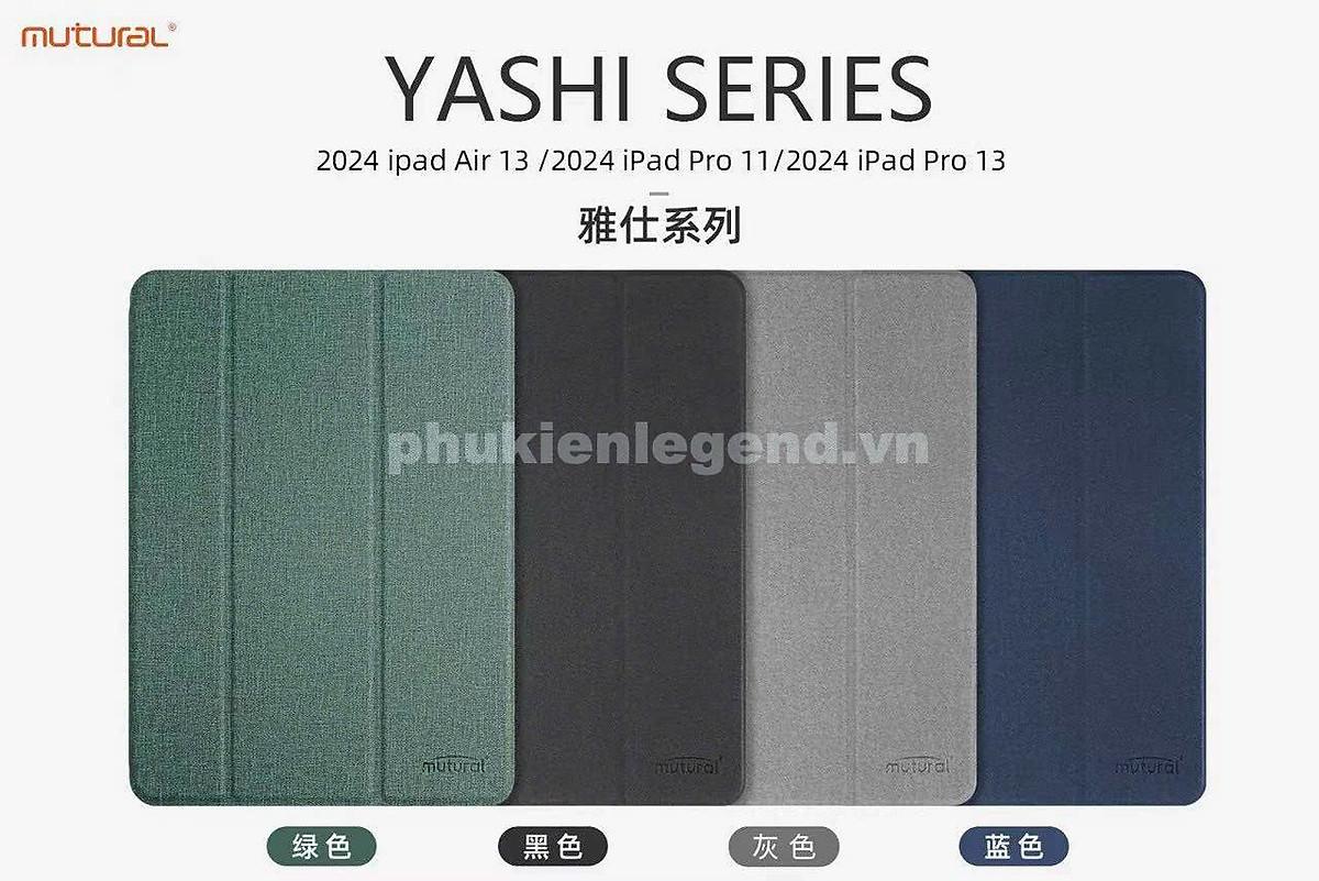 Bao da cho iPad Pro 11 inch M4 2024 / iPad Pro 13 inch M4 2024 lưng dẻo silicon chống sốc, có khay chứa bút tiện lợi chính hãng MUTURAL - Hàng chính hãng