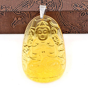 [Tuổi Tý] Mặt Dây Chuyền Phật Thiên Thủ Thiên Nhãn Đá Pha Lê Vàng Size Nhỏ 3.6cm & Size Lớn 5cm - Tặng Kèm Móc Inox - Phong Thủy 868 - May Mắn - Bình An