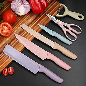 Combo 2 Bộ Dao Lúa Mạch Nhà Bếp Kitchen 6 Món