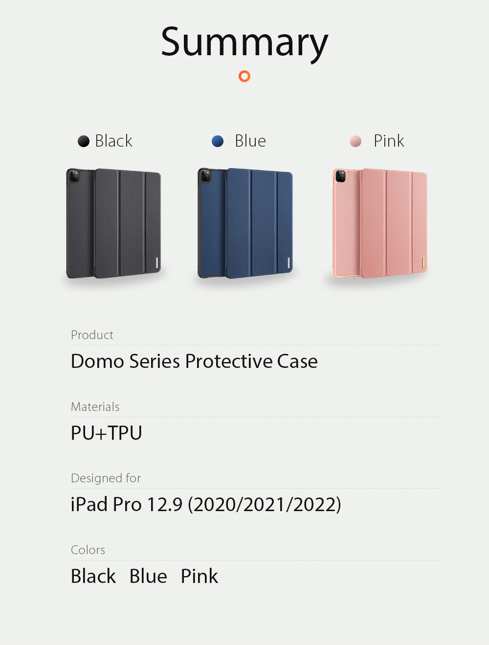 Bao da dành cho iPad 12.9 inch 2018/2020/2021/2022 hiệu Dux Ducis Domo có khay để bút, bảo vệ camera, chống sốc, cao cấp - Hàng nhập khẩu.