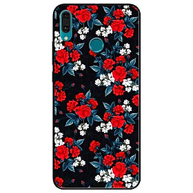 Ốp lưng in cho Huawei Y9 2019 Mẫu Hồng Đỏ Nền Đen