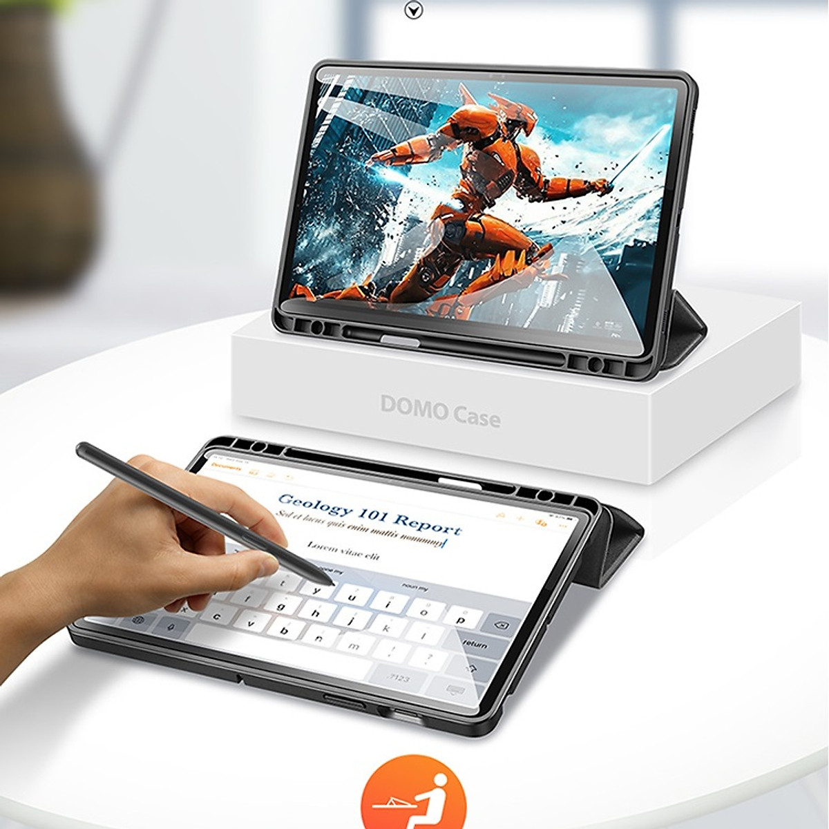 Bao da chống sốc cho Samsung Galaxy Tab S8, Tab S8 Plus, Tab S8 Ultra bảo vệ toàn diện có khe cắm bút tiện lợi hiệu DUX DUCIS Domo Series cao cấp - Hàng nhập khẩu.