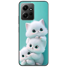 Ốp lưng cho Xiaomi Redmi 12 4G - Redmi Note 12 4G - Redmi Note 12 Pro 4G - 12 Pro 5G - Ba Chú Mèo Trắng - Hàng Chính Hãng