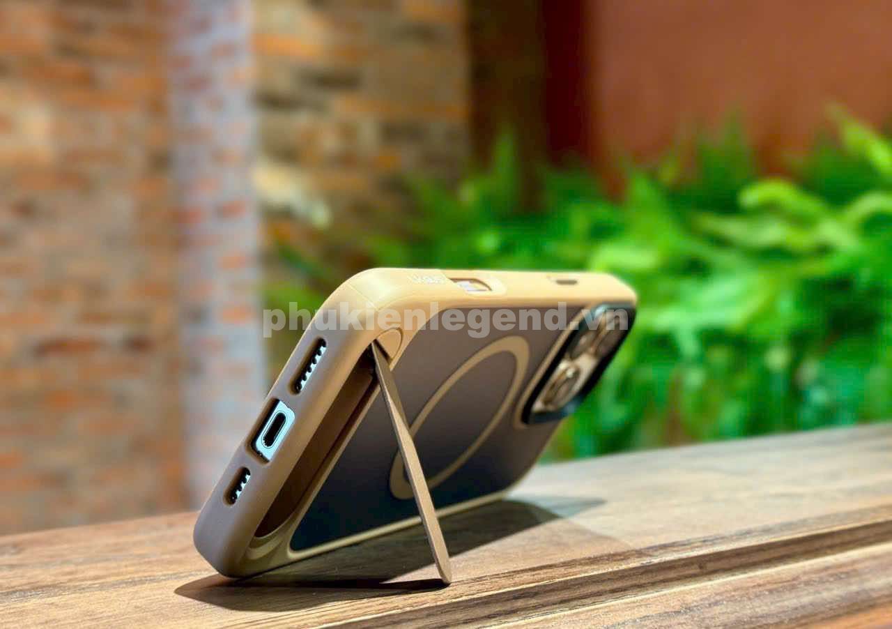 Ốp lưng cho iPhone 16 Pro hiệu Likgus VALOR hỗ trợ sạc từ , lưng nhám viền màu có giá đỡ kim loại , chống sốc chống va dập thời trang cao cấp - Hàng chính hãng