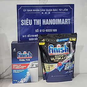 combo viên rửa bát finish quantum 54 viên+muối rửa bát fnish 1.5kg dùng cho máy rửa bát
