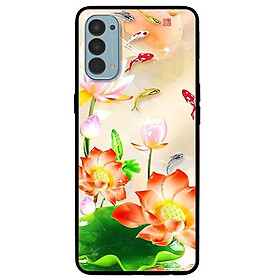 Ốp lưng dành cho Reno 4 mẫu Sen Đỏ Và Koi