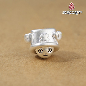 Charm bạc đầu chopper băng mũ rơm  one piece xỏ ngang - Ngọc Quý Gemstones