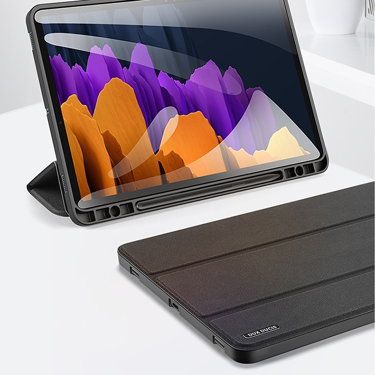 Bao da chống sốc cho Samsung Galaxy Tab S8, Tab S8 Plus, Tab S8 Ultra bảo vệ toàn diện có khe cắm bút tiện lợi hiệu DUX DUCIS Domo Series cao cấp - Hàng nhập khẩu.