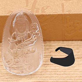 [Tuổi Thìn, Tỵ] Mặt Dây Chuyền Phật Phổ Hiền Bồ Tát Đá Pha Lê Trắng Size Nhỏ 3.6cm & Size Lớn 5cm - Tặng Kèm Móc Inox - Phong Thủy 868 - May Mắn - Bình An
