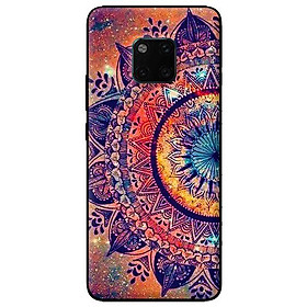 Ốp lưng in cho Huawei Mate 20 Pro mẫu Hoạ Tiết Mandala Đen Cam - Hàng chính hãng
