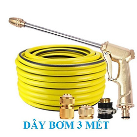 Bộ dây vòi xịt nước rửa xe,tưới cây, tăng áp 3 lần,loại 3m,5m 206701-3 đầu đồng,cút,nối đồng+ túi đựng bút