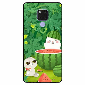 Ốp lưng dành cho Huawei Mate 20 mẫu Hai Chú Mèo Ăn Dưa