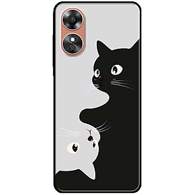 Ốp lưng cho Oppo A54 - A55 - A56 5G - A55s - A18 - A38 - A58 - Mèo Trắng Đen - Hàng Chính Hãng