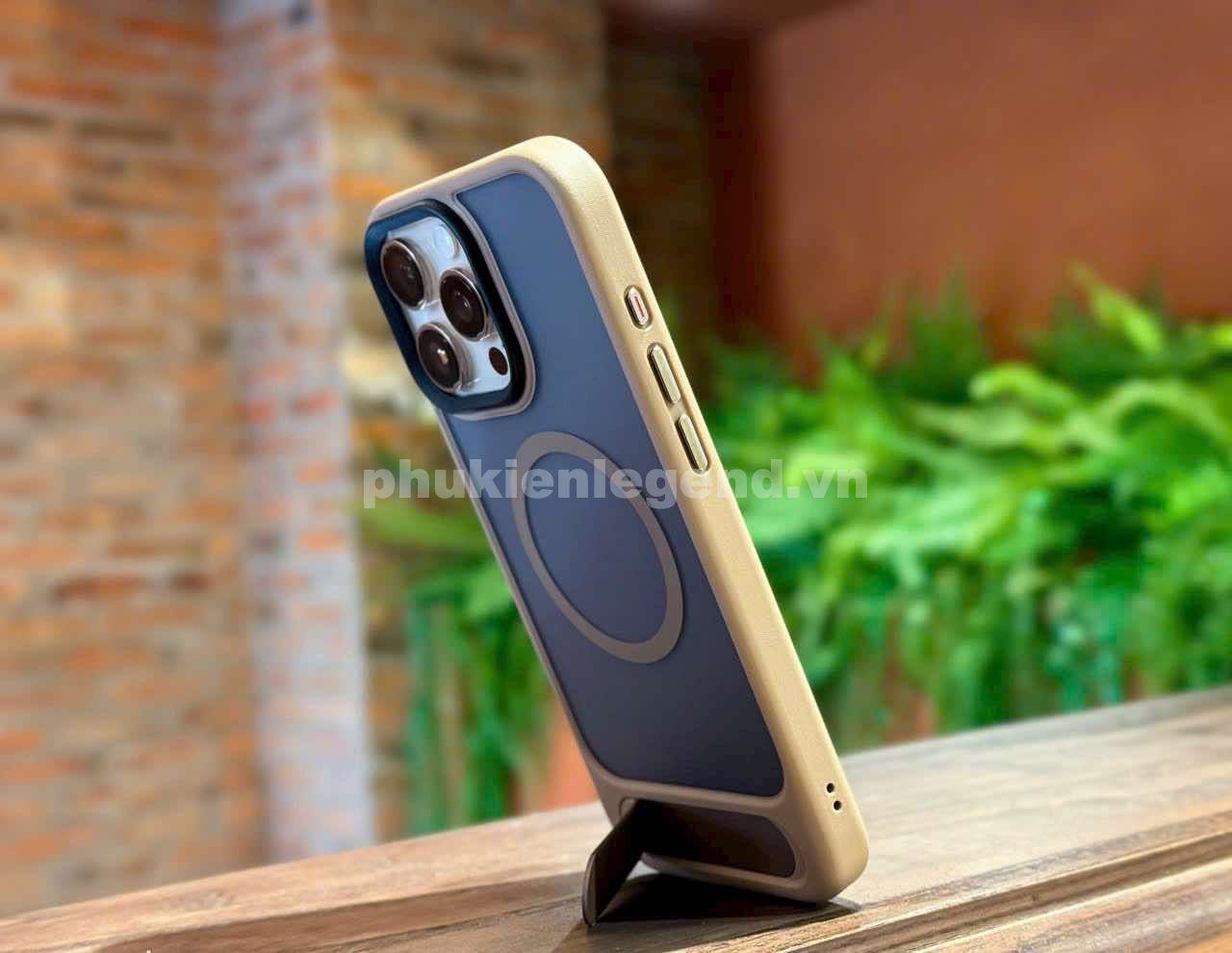 Ốp lưng cho iPhone 16 Pro hiệu Likgus VALOR hỗ trợ sạc từ , lưng nhám viền màu có giá đỡ kim loại , chống sốc chống va dập thời trang cao cấp - Hàng chính hãng