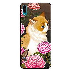 Ốp lưng in cho Huawei Y7 Pro 2019  Mẫu Mèo Và Hoa