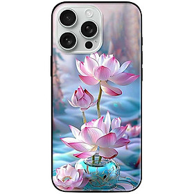 Ốp lưng cho IPhone 15 - 15 Plus - 15 Pro - 15 Pro Max - 16 - 16 Plus - 16 Pro - 16 Pro Max - Sen Hồng Bình Xanh - Hàng Chính Hãng
