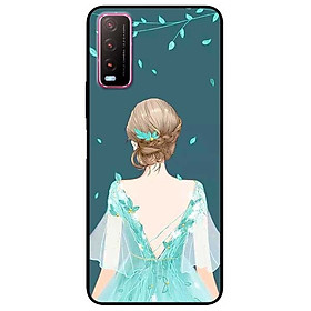 Ốp lưng dành cho Vivo Y20 - Y20s - Y12s mẫu Cô Gái Nền Xanh