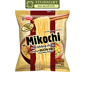 ACECOOK - Mì Không Chiên Mikochi Hương Vị Sườn Heo, mì Mikochi sườn heo, mì không chiên ăn liền (80g/gói)