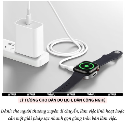 Đế dock sạc nhanh từ tính cho Apple Watch Ultra/10/9/8/7/6/5/4/SE/3/2/1 hiệu WIWU Wi-M23 - Thiết kế nhỏ gọn,  Chip Ai điều chỉnh dòng điện, Chuẩn sạc MFI - Hàng nhập khẩu