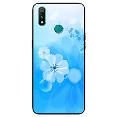 Ốp Lưng in cho Realme 3 Mẫu Bông Hoa Nền Xanh - Hàng Chính Hãng
