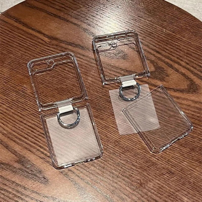 Ốp lưng trong suốt kèm iring cho Samsung Galaxy Z Flip 5 hiệu Likgus Cover Ring (chất liệu cao cấp, thiết kế iring chống rơi rớt) - hàng nhập khẩu