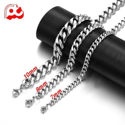 Dây chuyền nam thời trang rẻ đẹp titan lặc xéo cao cấp trangsucpt kích cỡ 7mm màu trắng PTDCNA157