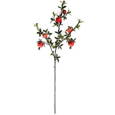 Cành lựu giả - 06 quả - Dài 80 cm - Màu cam, đỏ - Quả to từ 5 đến 7 cm - Cây giả, hoa lụa Decor trang trí nhà cửa