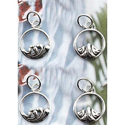 Combo 4 cái charm bạc núi và biển hình tròn treo - Ngọc Quý Gemstones