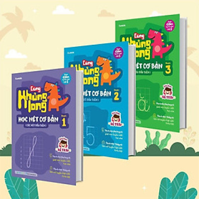 Sách - Cùng Khủng Long Học Nét Cơ Bản - Combo 3 Cuốn - Tặng Kèm Sticker Bé Trai - Megabook