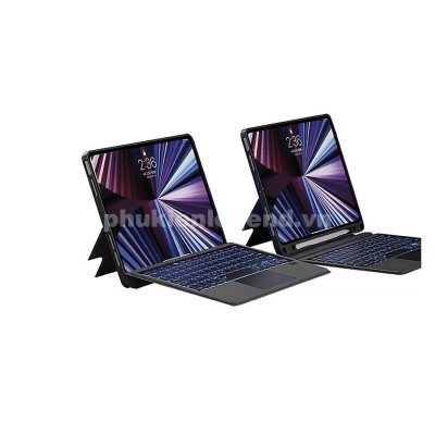 Bao Da Bàn Phím cho iPad Air 11inch M3 , Air 6 11inch M2 , Air 5 , Air 4 Bluetooth Có Đèn Led Phím, Trackpad Mượt, Có Thể Tháo Rời Bàn Phím WIWU Mag Touch - Hàng chính hãng