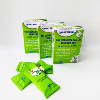 Thuốc Gói Dưỡng Hoa Tươi Lâu Tàn Longlife Nhập Khẩu Israel Gói 5gr dưỡng hoa cắt cành tươi lâu gấp 2 lần, nước trong không mùi
