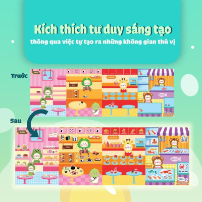 Sách Tương Tác Bóc Dán Sticker Cho Bé - Trò Chơi Đồ Hàng Phố Ẩm Thực (Hơn 200 Stickers) - Megabook