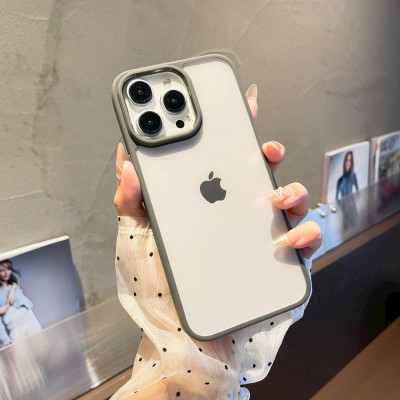 Ốp lưng  viền màu titan tự nhiên cho iPhone 15 Pro / 15 Pro Max, ốp trong chống ố vàng chống sốc – hàng nhập khẩu