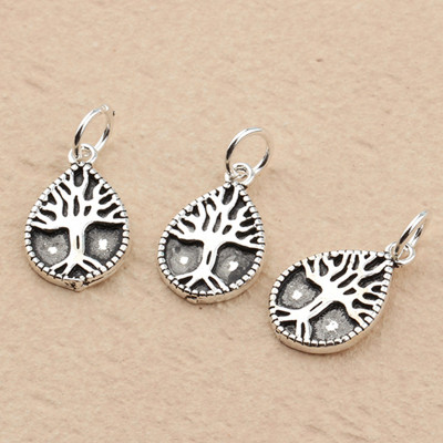 Combo 2 cái charm bạc giọt nước hình cây treo - Ngọc Quý Gemstones