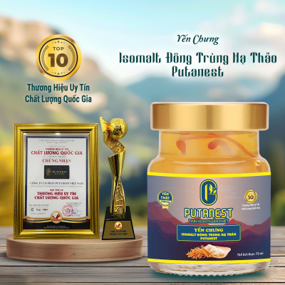 Yến chưng Isomalt Đông trùng hạ thảo PUTANEST hộp quà cao cấp 12 hũ 70ml cho người tiểu đường