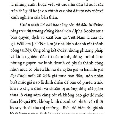 24 bài học sống còn để đầu tư thành công trên thị trường chứng khoán - William J.O