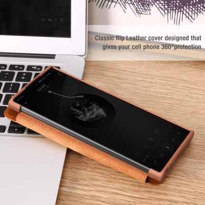 Case bao da chống sốc cho Samsung Galaxy S22 Ultra hiệu Nillkin Qin Pro trang bị nắp bảo vệ Camera (Chất liệu da cao cấp, có ngăn đựng thẻ, mặt da siêu mềm mịn) - hàng nhập khẩu