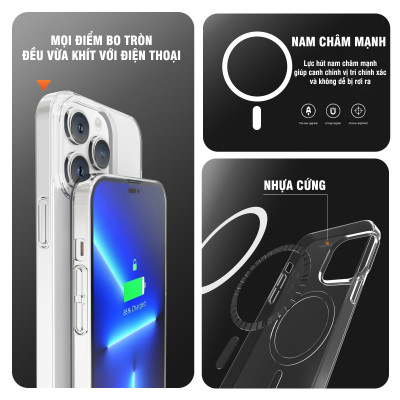 Ốp lưng cứng chống ố sạc từ tính dành cho iPhone 12 / 13 / 14 / 15 / 16 / 12 Pro / 12 Pro Max / 13 Pro / 13 Pro Max / 14 Plus / 14 Pro / 14 Pro Max / 15 Plus / 15 Pro / 15 Pro Max / 16 Plus / 16 Pro / 16 Pro Max - Hàng chính hãng