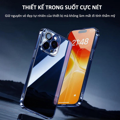 Ôp lưng trong suốt siêu mỏng 0.3mm bảo vệ camera cho iPhone 16 Pro Max.16 Pro, 16 Plus, iPhone 16, iPhone 15 Pro Max, 15 Pro, 15 Plus, iP 15, 14 Pro Max hiệu Memumi Camshield - Thiết kế mặt lưng PC chống ố vàng, trang bị màng camera - Hàng nhập khẩu