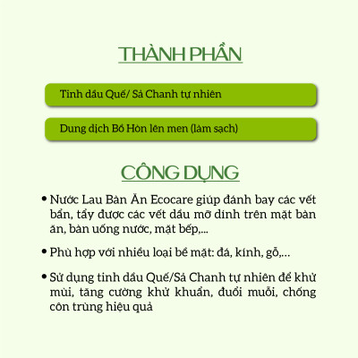  Nước xịt đa năng hữu cơ Bồ hòn và Tinh dầu Sả Chanh 500ml thương hiệu Ecocare