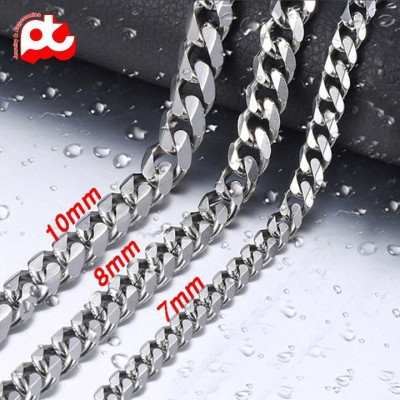 Dây chuyền nam thời trang rẻ đẹp titan lặc xéo cao cấp trangsucpt kích cỡ 7mm màu trắng PTDCNA157