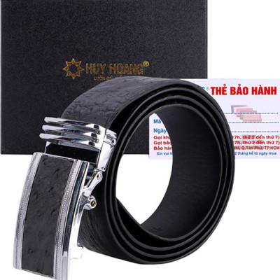 Thắt Lưng Nam Da Đà Điểu Bản Lớn Da Hột Huy Hoàng HT4433 - Đen