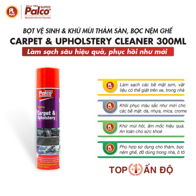 Chai xịt bọt vệ sinh nội thất ô tô, khử mùi thảm sàn, bọc nệm ghế dạng foam PALCO Carpet & Upholstery Cleaner 300ml - Nhập khẩu Ấn Độ