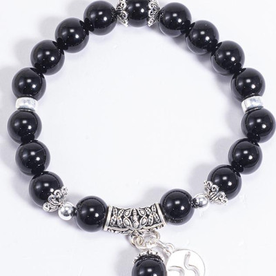 Vòng Tay Phong Thủy Đá Obsidian Phối Charm Cung Hoàng Đạo Kim Ngưu (8mm) Mệnh Thủy, Mộc Ngọc Quý Gemstones