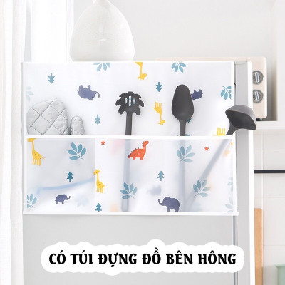 Tấm phủ tủ lạnh có túi 2 bên hông đựng đồ đa năng , vải nilon chống thấm ,  chống bụi  ,  siêu bền , giúp bảo vệ nóc tủ lạnh luôn sạch sẽ và ngăn nắp 