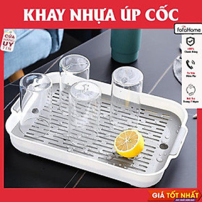 Giá Úp Cốc Nhựa Khay Nhựa Úp Ly Cốc Chén Cao Cấp ECCO, Có Rãnh Nước Tiện Dụng- Kích Thước 37x24cm Giao Màu Ngẫu Nhiên