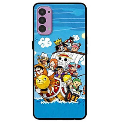 Ốp lưng dành cho Oppo Reno 4 mẫu Hải Tặc Mũ Rơm Nền Xanh
